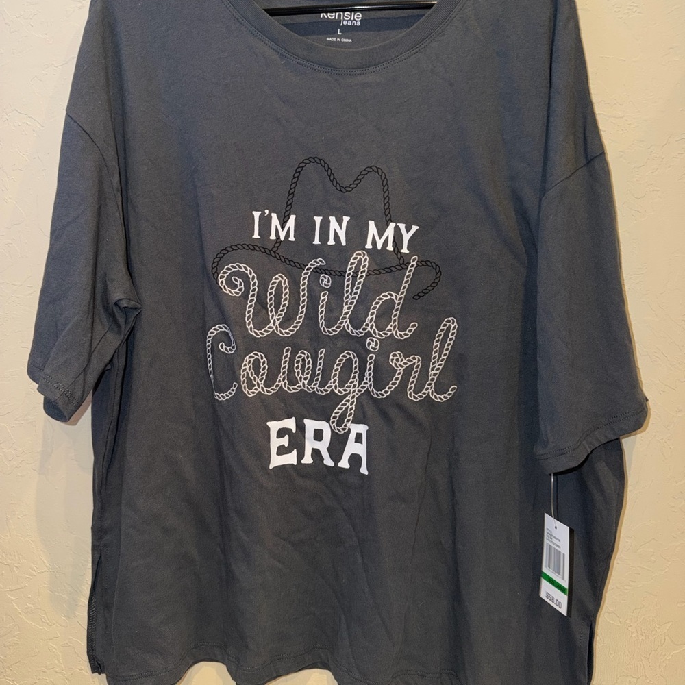 NWT Kensie jeans oversized tshirt “I’m in my wild cowgirl era” size large